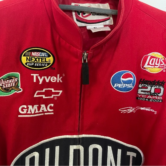 Red Dupont Nascar jacket with flame sleeve details. Size XL - Picture 3 of 6